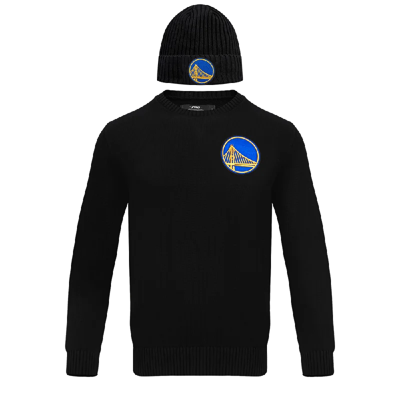 NBA GOLDEN STATE WARRIORS KNIT BOX SET SWEATER & BEANIE COMBO (BLACK) Long Sweater Short Sweater Cropped Sweater