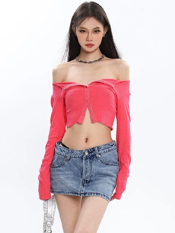 Jaida Denim Blue Asymmetrical Jeans Mini Skirt Comfortable Dark Wash Jeans