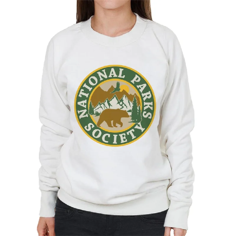 US National Parks Society Bear Roaming Badge Women's Sweatshirt Hoodie with Cuffed Sleeves Snug Secure