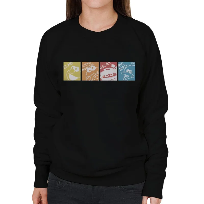 Sesame Street Characters Women's Sweatshirt Hoodie with Bell Sleeves Flared Feminine