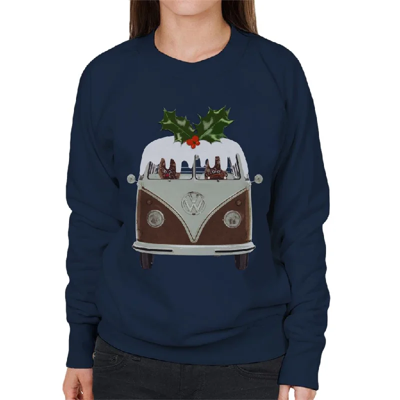 Volkswagen Christmas Christmas Pudding Camper Van Women's Sweatshirt Hoodie with Hem Contrast Bold Stylish