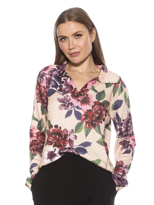 Evander Floral Sweater Zippered Front Buttoned Front Snap Front