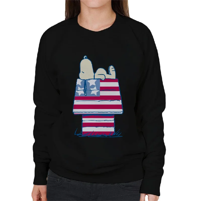 Peanuts Snoopy Patriotic Kennel Women's Sweatshirt Hoodie with Sequins Glamorous Eye-catching Peanuts Snoopy Patriotic Kennel Women's Sweatshirt Hoodie with Sequins Glamorous Eye-catching