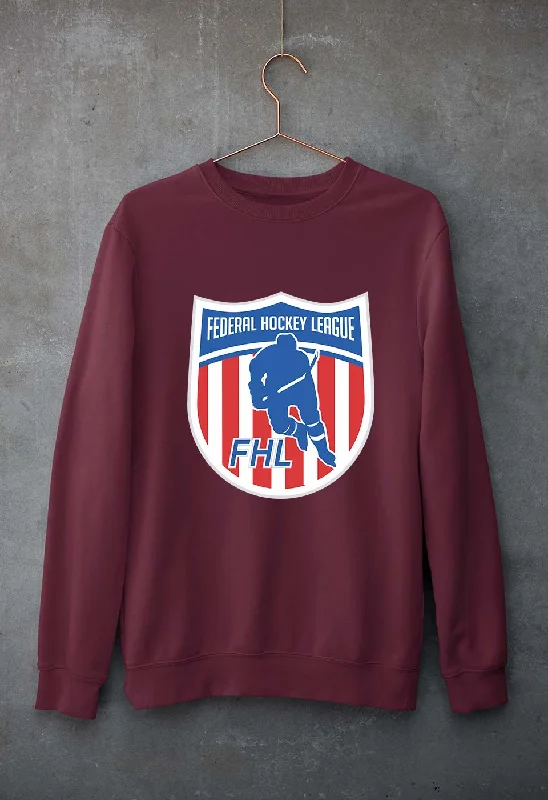 Federal Hockey League Unisex Sweatshirt for Men/Women Hoodie with Strings Custom Fit Adjustable