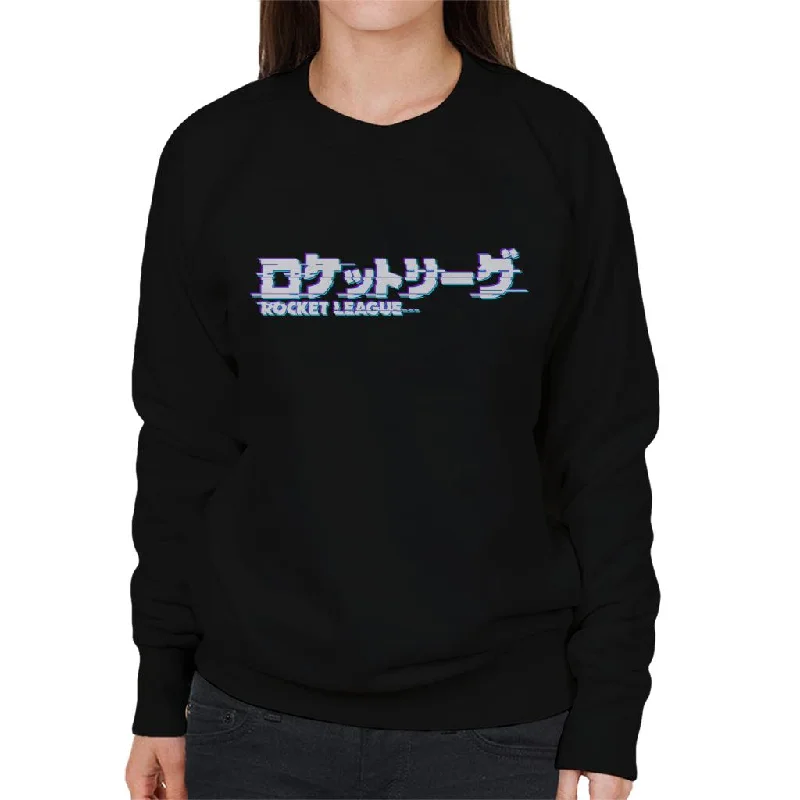 Rocket League Light Tokyo Glitch Logo Women's Sweatshirt Hoodie with Distressed Vintage Worn