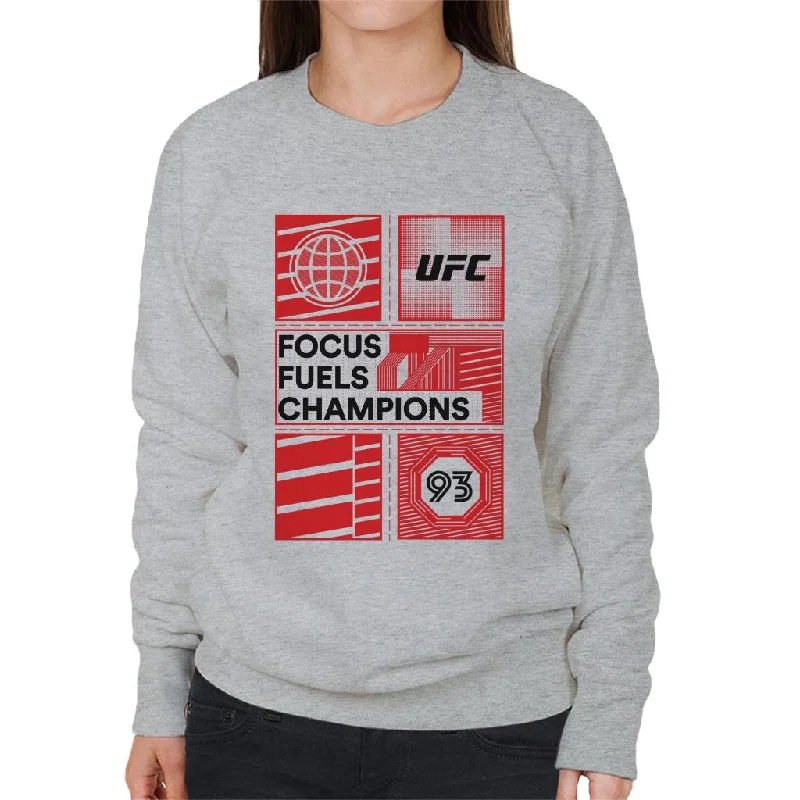 UFC Red Block Poster 93 Women's Sweatshirt Hoodie with Raglan Sleeves Sporty Comfortable