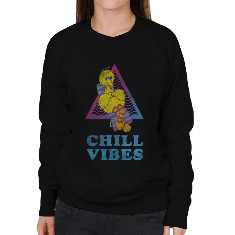 Sesame Street Big Bird Chill Vibes Women's Sweatshirt Hoodie with Zipper Placket Modern Functional