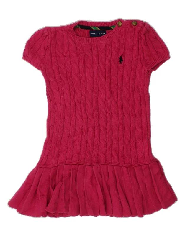 RALPH LAUREN Baby Girls Jumper Dress 18-24 Months Pink Cotton Notch Collar Peter Pan Collar Cowl Neck RALPH LAUREN Baby Girls Jumper Dress 18-24 Months Pink Cotton Notch Collar Peter Pan Collar Cowl Neck