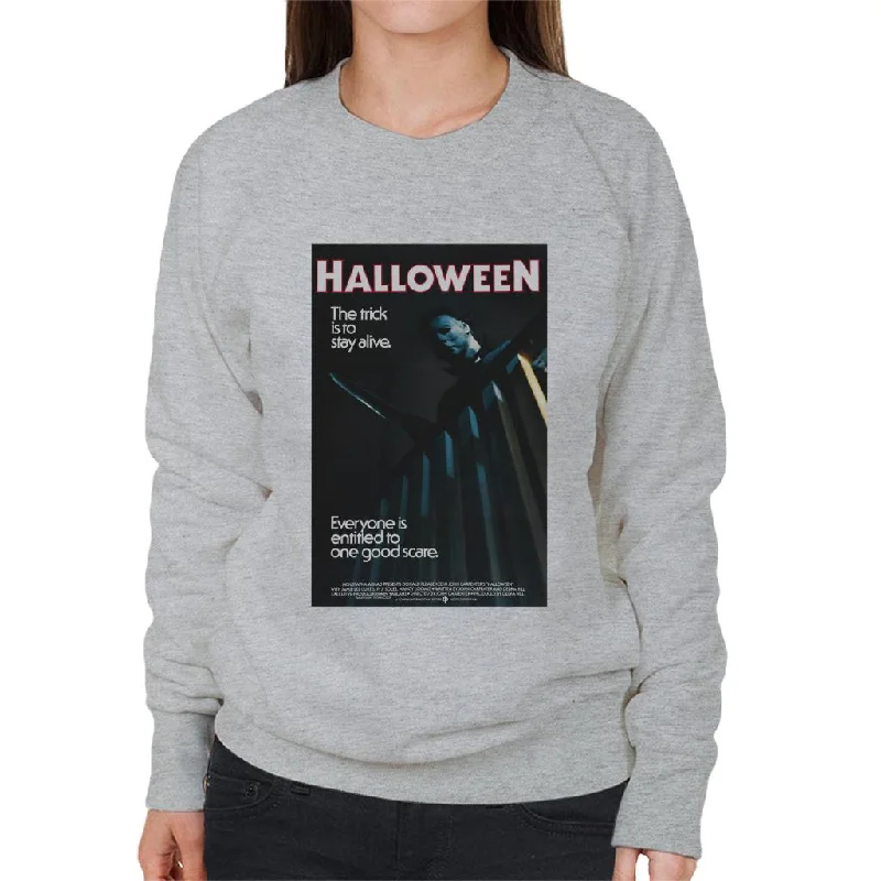 Halloween Michael Myers The Trick Is To Stay Alive Women's Sweatshirt Hoodie with Elastic Waist Stretchable Comfortable