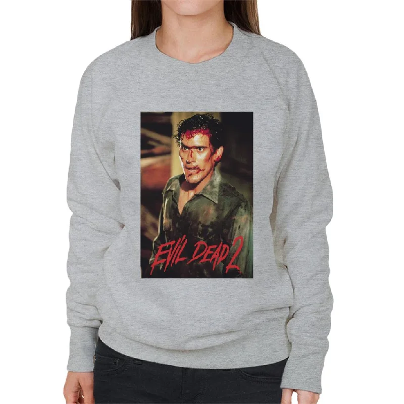 Evil Dead 2 Ash Williams Women's Sweatshirt Hoodie with Distressed Vintage Worn