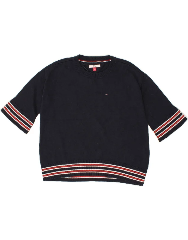 TOMMY HILFIGER Womens Crew Neck Jumper Sweater UK 10 Small Navy Blue Long Sweater Short Sweater Cropped Sweater TOMMY HILFIGER Womens Crew Neck Jumper Sweater UK 10 Small Navy Blue Long Sweater Short Sweater Cropped Sweater