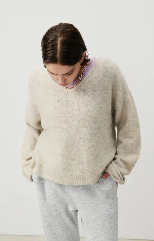 East Jumper - Melange Powder Snow Zippered Front Buttoned Front Snap Front