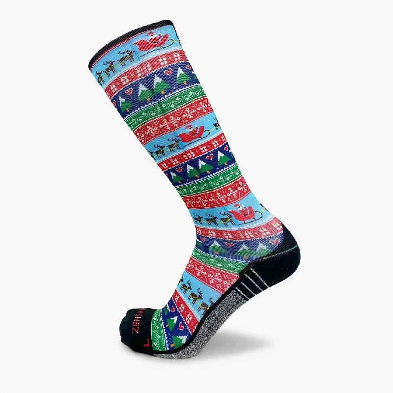 Ugly Santa Sweater Compression Socks (Knee-High) Neon Metallic Matte