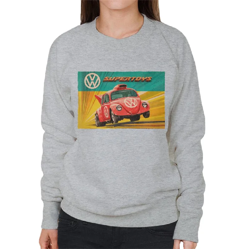 Volkswagen Super Toys Red Beetle Women's Sweatshirt Hoodie with Puffed Sleeves Voluminous Trendy