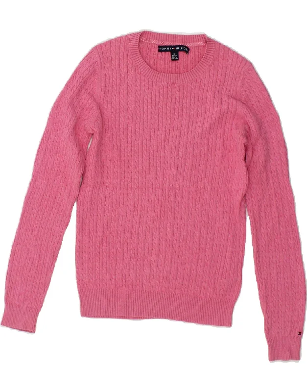 TOMMY HILFIGER Womens Boat Neck Jumper Sweater UK 6 XS Pink Cotton Layered Multi-layer Single Layer TOMMY HILFIGER Womens Boat Neck Jumper Sweater UK 6 XS Pink Cotton Layered Multi-layer Single Layer
