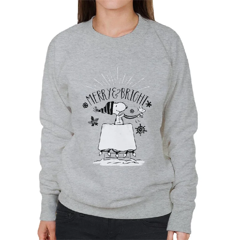 Peanuts Christmas Snoopy And Woodstock Merry And Bright Women's Sweatshirt Hoodie with Fur Luxurious Winter Peanuts Christmas Snoopy And Woodstock Merry And Bright Women's Sweatshirt Hoodie with Fur Luxurious Winter