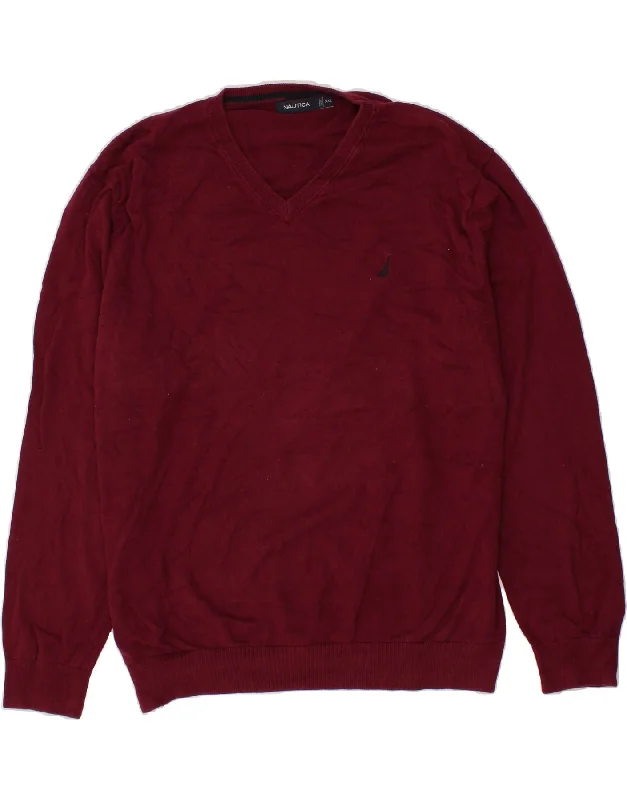 NAUTICA Mens V-Neck Jumper Sweater 2XL Maroon Cotton Iron Safe Non-Iron Wrinkle Free NAUTICA Mens V-Neck Jumper Sweater 2XL Maroon Cotton Iron Safe Non-Iron Wrinkle Free