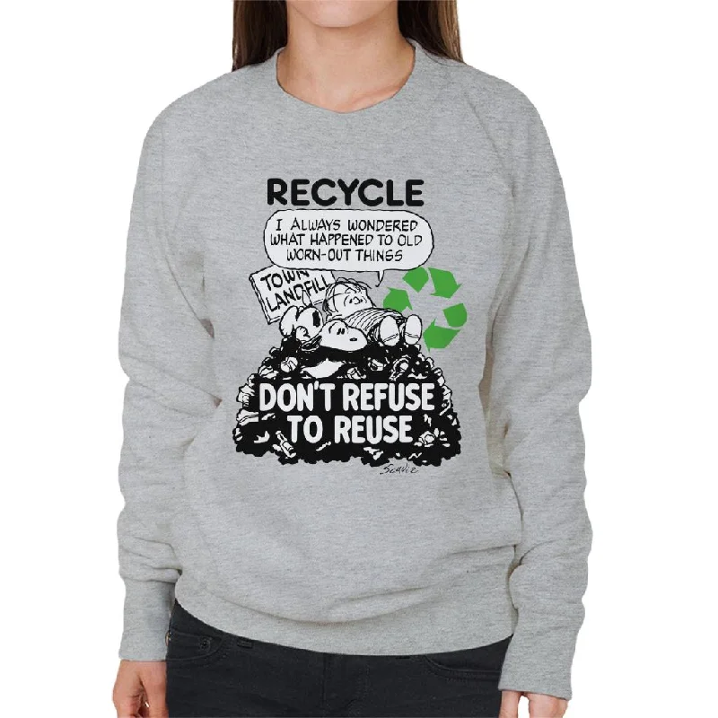 Peanuts Snoopy Dont Refuse To Reuse Women's Sweatshirt Hoodie with Relaxed Fit Easy Casual Peanuts Snoopy Dont Refuse To Reuse Women's Sweatshirt Hoodie with Relaxed Fit Easy Casual