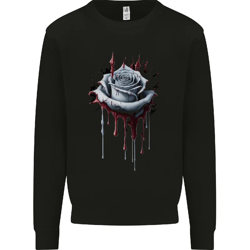 A Gothic Rose Dripping With Blood Mens Sweatshirt Jumper Hoodie with Full-Zip Functional Layering A Gothic Rose Dripping With Blood Mens Sweatshirt Jumper Hoodie with Full-Zip Functional Layering