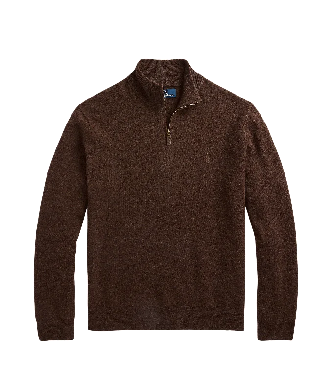 Wool Quarter-zip Sweater - Brown Slim Fit Regular Fit Oversized