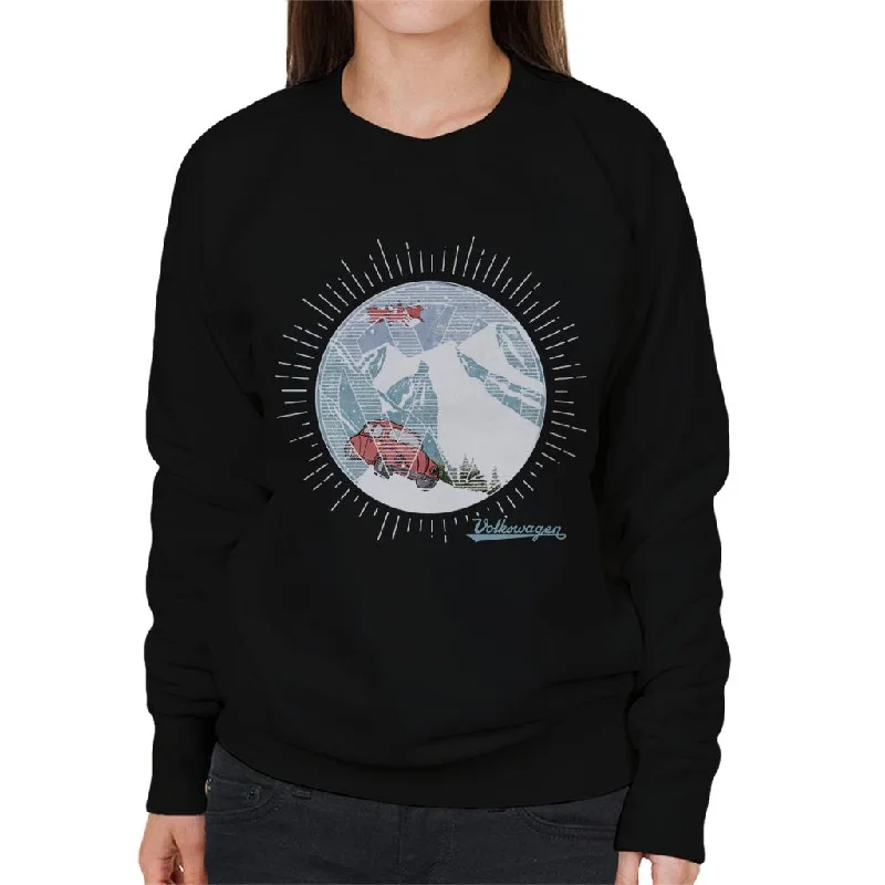 Volkswagen Christmas Beetle In The Festive Mountains Women's Sweatshirt Hoodie with Hem Ribbing Snug Secure