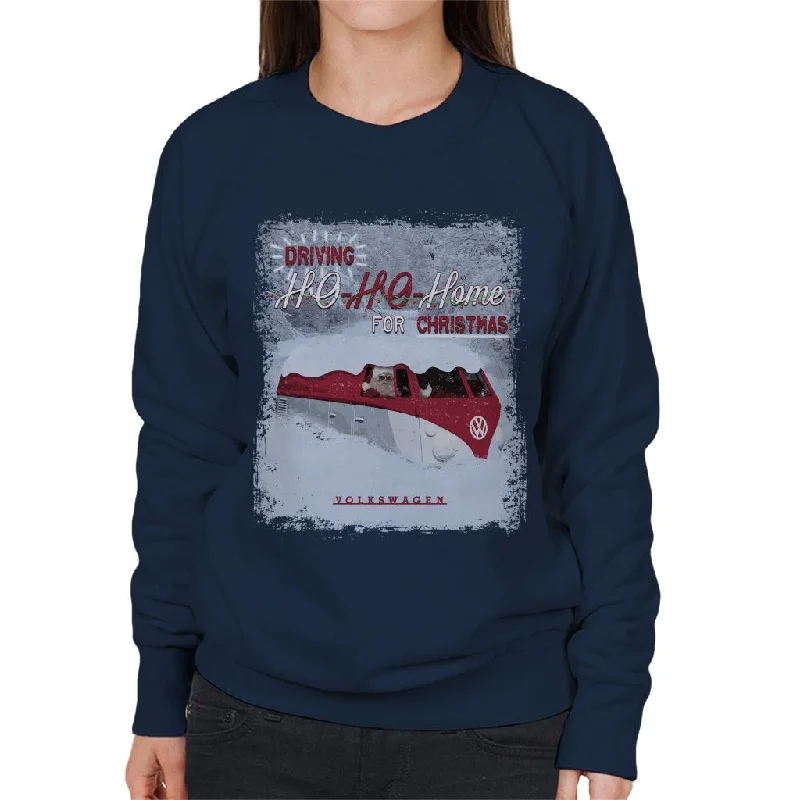 Volkswagen Christmas Camper Van Driving Ho Ho Home For Christmas Women's Sweatshirt Graphic Hoodie Design Print