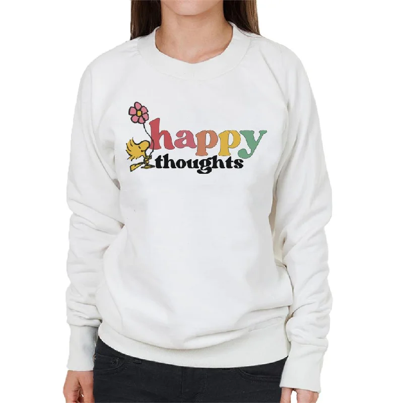 Peanuts Woodstock Flower Happy Thoughts Women's Sweatshirt Hoodie with Elastic Cuffs Stretchable Comfortable Peanuts Woodstock Flower Happy Thoughts Women's Sweatshirt Hoodie with Elastic Cuffs Stretchable Comfortable