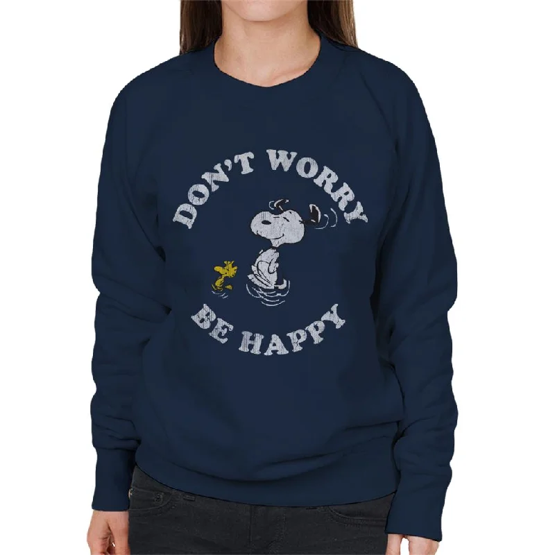 Peanuts Snoopy And Woodstock Dont Worry Be Happy Women's Sweatshirt Hoodie with Pocket Utility Practical Peanuts Snoopy And Woodstock Dont Worry Be Happy Women's Sweatshirt Hoodie with Pocket Utility Practical