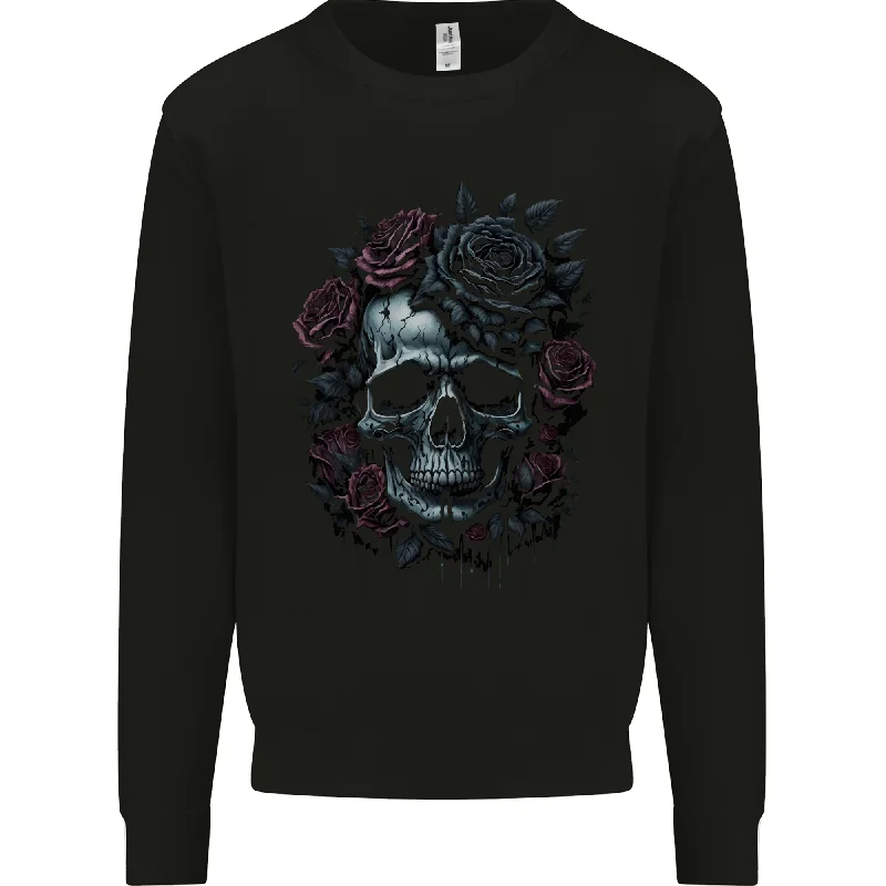 A Gothic Skull With Flowers Roses Goth Mens Sweatshirt Jumper Hoodie with Neon Bright Vibrant A Gothic Skull With Flowers Roses Goth Mens Sweatshirt Jumper Hoodie with Neon Bright Vibrant