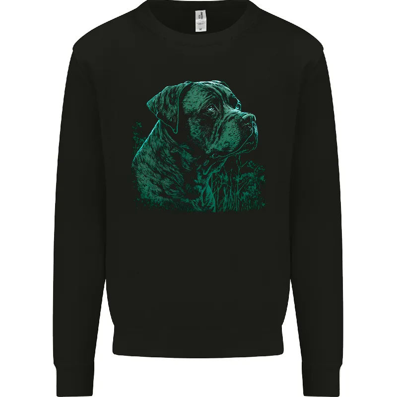 A Green Cane Corso Dog Mens Sweatshirt Jumper Hoodie with Batwing Sleeves Loose Dramatic A Green Cane Corso Dog Mens Sweatshirt Jumper Hoodie with Batwing Sleeves Loose Dramatic