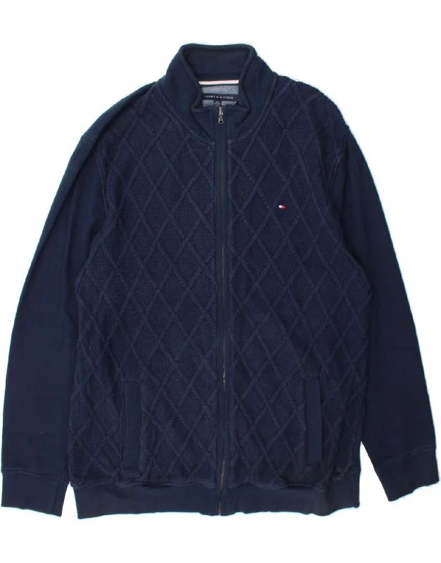 TOMMY HILFIGER Mens Cardigan Sweater 2XL Navy Blue Argyle/Diamond Cotton Wool Fabric Cashmere Fabric Tweed Fabric TOMMY HILFIGER Mens Cardigan Sweater 2XL Navy Blue Argyle/Diamond Cotton Wool Fabric Cashmere Fabric Tweed Fabric