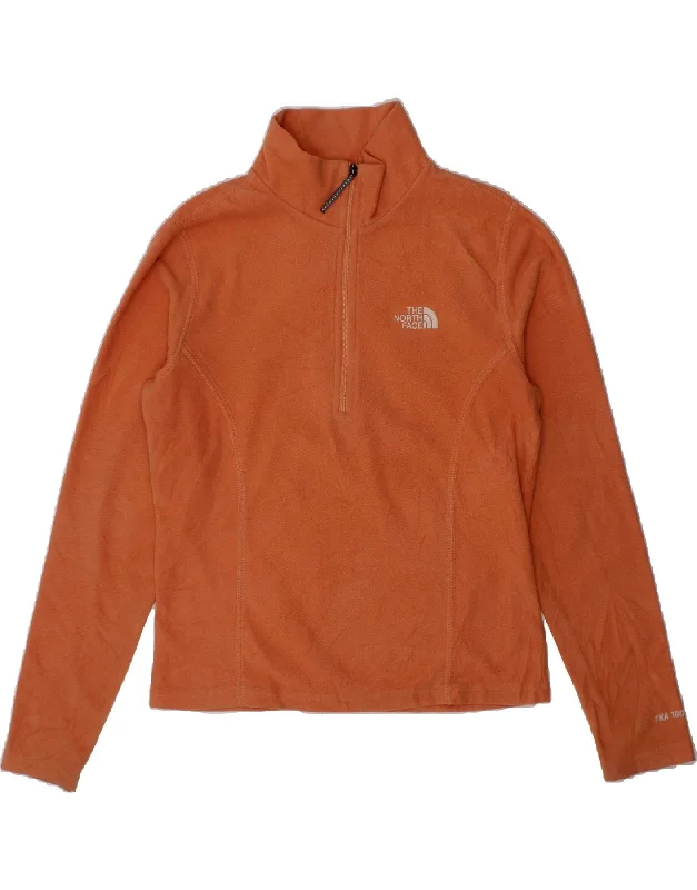 THE NORTH FACE Girls Zip Neck Fleece Jumper 8-9 Years Medium Orange Seamless Knitted Crochet THE NORTH FACE Girls Zip Neck Fleece Jumper 8-9 Years Medium Orange Seamless Knitted Crochet