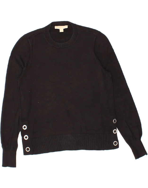 MICHAEL KORS Womens Crew Neck Jumper Sweater UK 10 Small Black Elegant Classic Vintage