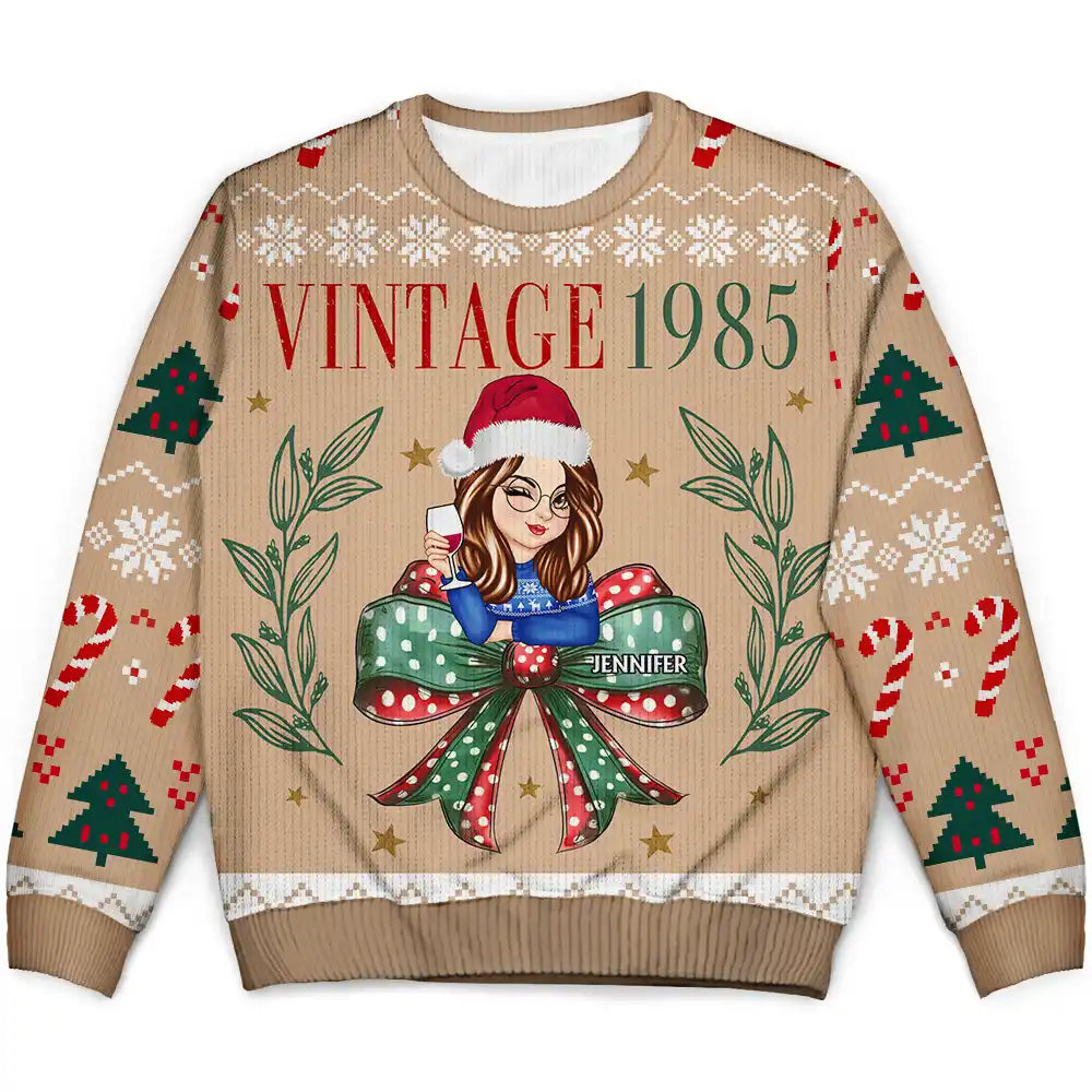 Vintage Christmas - Personalized Unisex Ugly Sweater Transparent Opaque Sheer