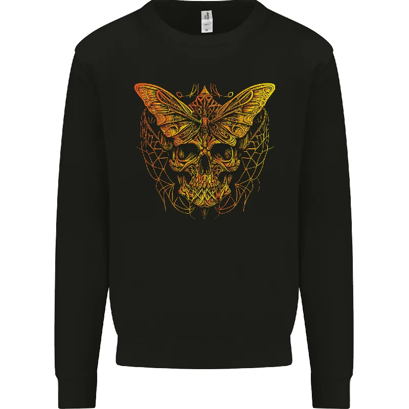 A Golden Moth Skull Mens Sweatshirt Jumper Hoodie with Mesh Breathable Sporty