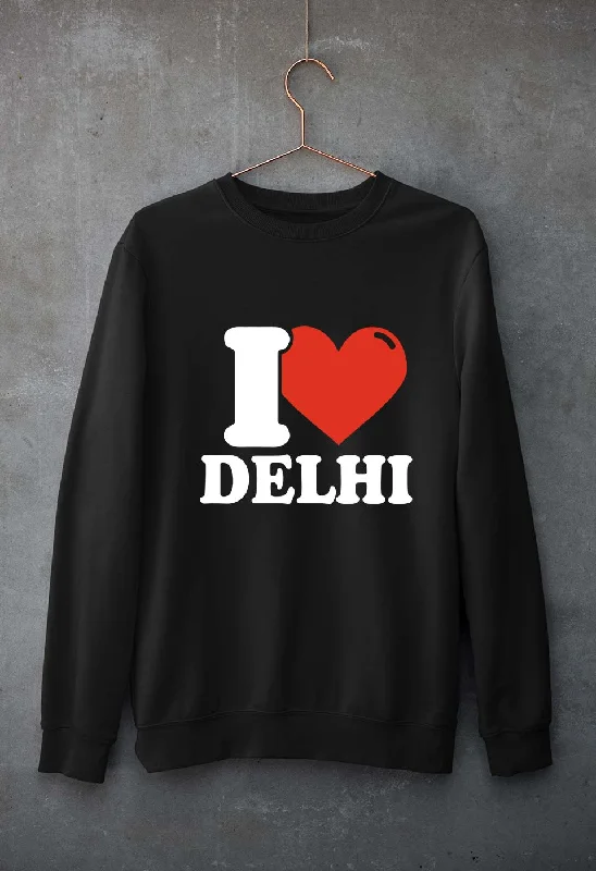 I Love Delhi Unisex Sweatshirt for Men/Women Hoodie with Distressed Vintage Worn