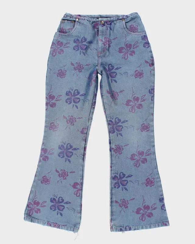 Vintage Y2K Women's Butterfly Printed Flare Jeans - W26 L27 Chic Dark-Wash Skinny Jeans Vintage Y2K Women's Butterfly Printed Flare Jeans - W26 L27 Chic Dark-Wash Skinny Jeans
