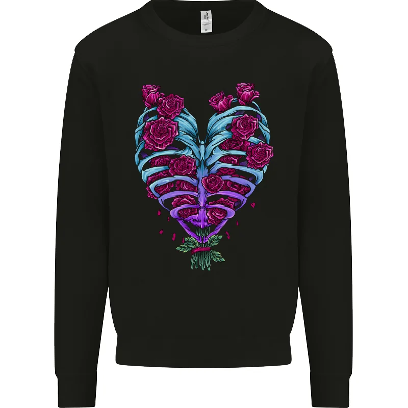 A Gothic Heart With Roses Skull Mens Sweatshirt Jumper Hoodie with Sequins Glamorous Eye-catching A Gothic Heart With Roses Skull Mens Sweatshirt Jumper Hoodie with Sequins Glamorous Eye-catching