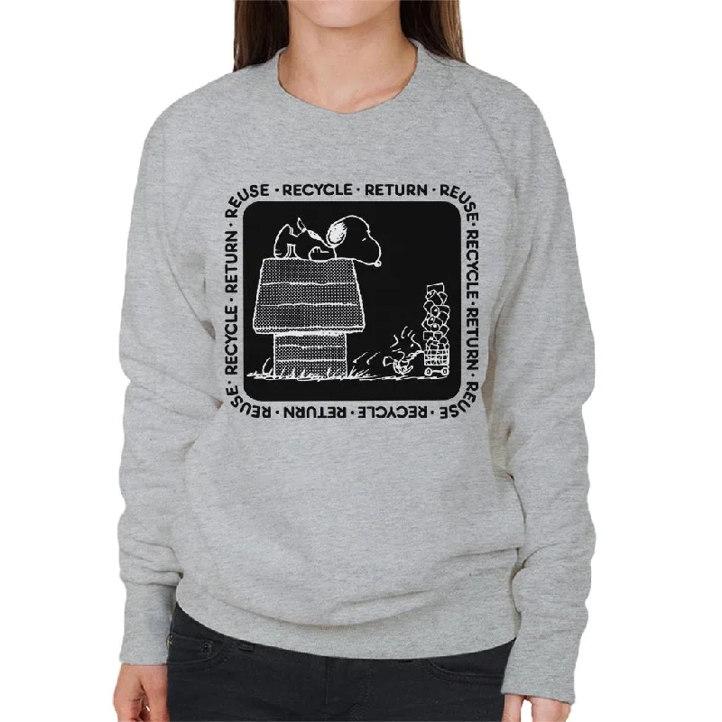 Peanuts Snoopy Recycle Return Reuse Women's Sweatshirt Hoodie with Button Classic Timeless Peanuts Snoopy Recycle Return Reuse Women's Sweatshirt Hoodie with Button Classic Timeless