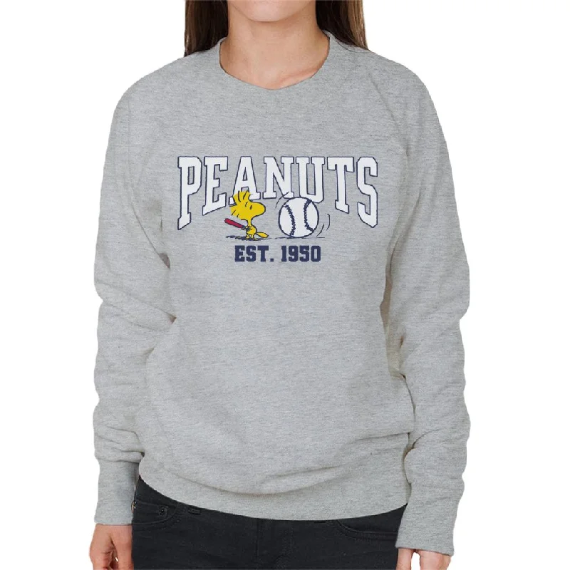 Peanuts Woodstock Playing Baseball Est 1950 Women's Sweatshirt Hoodie with Hem Detail Decorative Unique Peanuts Woodstock Playing Baseball Est 1950 Women's Sweatshirt Hoodie with Hem Detail Decorative Unique
