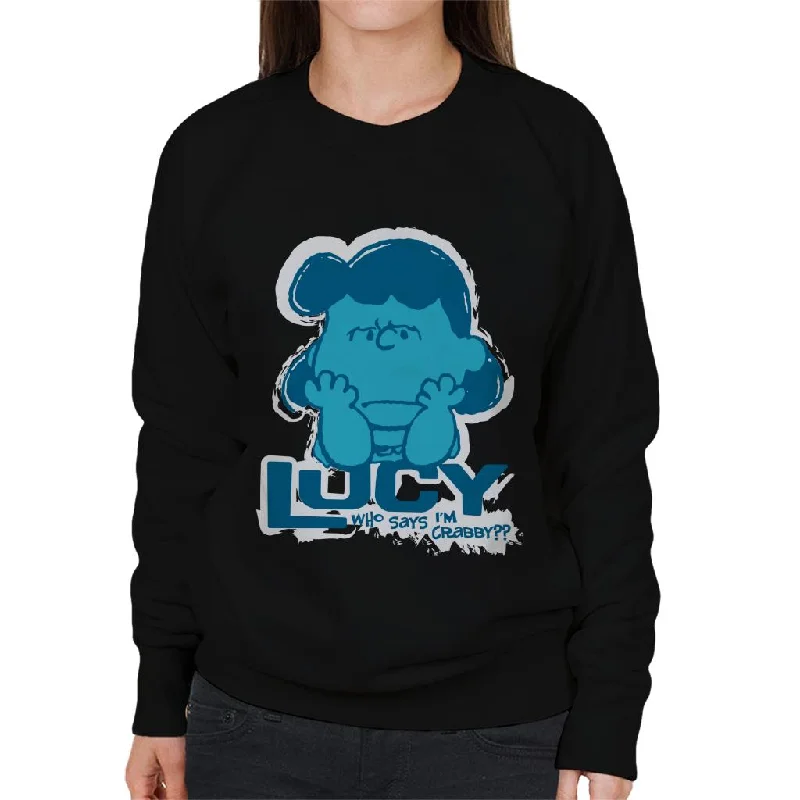 Peanuts Lucy Van Pelt Who Says Im Crabby Women's Sweatshirt Hoodie with Hem Applique Textured Unique Peanuts Lucy Van Pelt Who Says Im Crabby Women's Sweatshirt Hoodie with Hem Applique Textured Unique