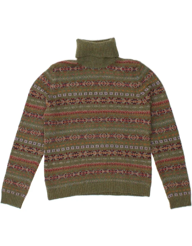 RALPH LAUREN Womens Roll Neck Jumper Sweater UK 16 Large Khaki Fair Isle Stretchy Elastic Breathable RALPH LAUREN Womens Roll Neck Jumper Sweater UK 16 Large Khaki Fair Isle Stretchy Elastic Breathable