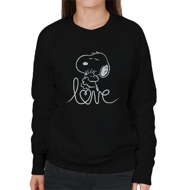 Peanuts Snoopy Love Women's Sweatshirt Hoodie with Bell Sleeves Flared Feminine