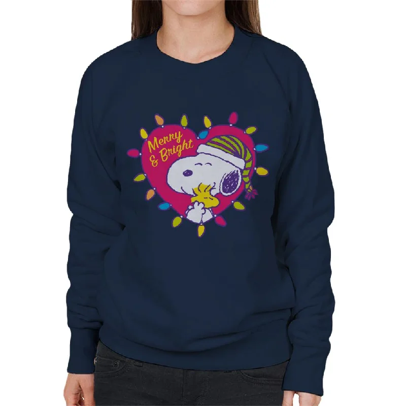 Peanuts Christmas Merry And Bright Love Heart Women's Sweatshirt Hoodie with V-Neck Classic Versatile Peanuts Christmas Merry And Bright Love Heart Women's Sweatshirt Hoodie with V-Neck Classic Versatile