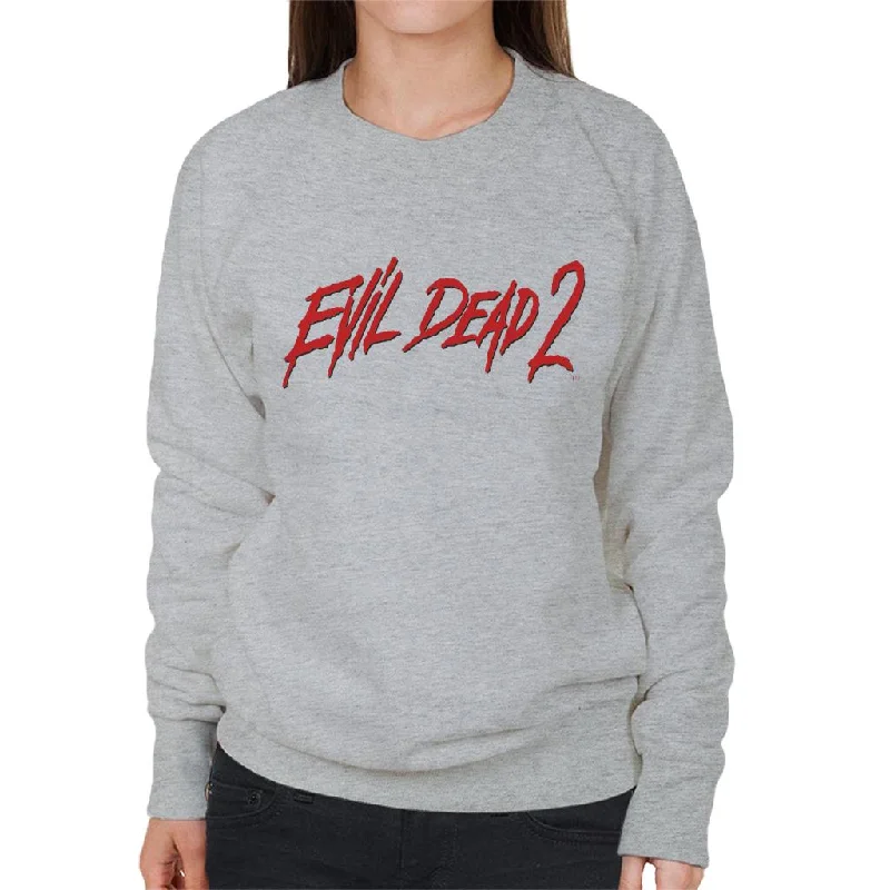 Evil Dead 2 Red Text Logo Women's Sweatshirt Hoodie with Lace Feminine Delicate