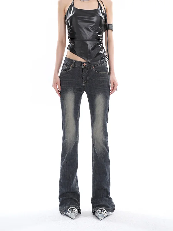 Latia Denim Washed Low Waist Micro Flare Jeans Pants Fashionable Cropped Denim Jeans Latia Denim Washed Low Waist Micro Flare Jeans Pants Fashionable Cropped Denim Jeans