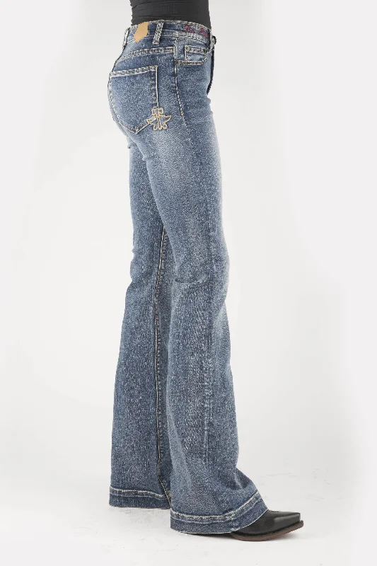 WOMENS ANVIL AND HAMMER EMBROIDERY ON BACK POCKET JEANS Stylish Cargo Style Jeans