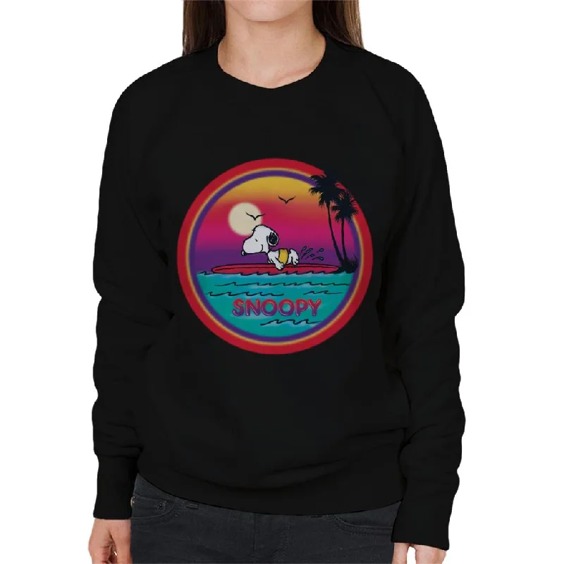 Peanuts Snoopy Surfing Sunset Women's Sweatshirt Hoodie with Patch Decorative Personalized Peanuts Snoopy Surfing Sunset Women's Sweatshirt Hoodie with Patch Decorative Personalized
