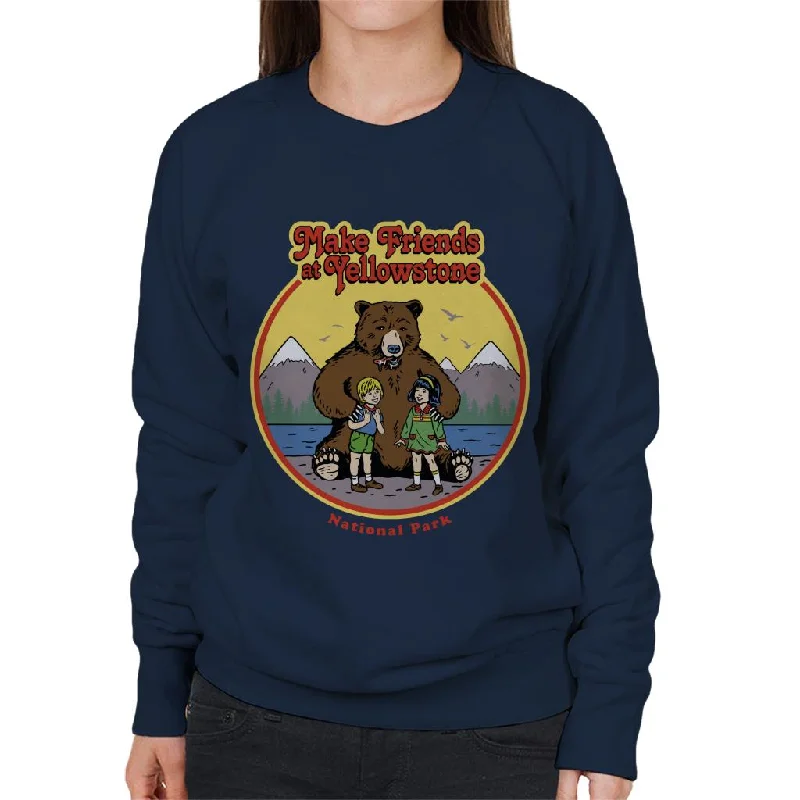 US National Parks Make Friends At Yellowstone Women's Sweatshirt Hoodie with Slim Fit Tailored Modern