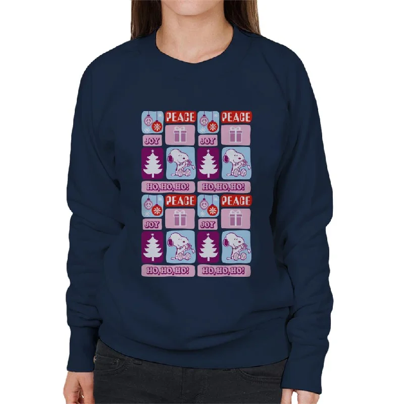 Peanuts Christmas Snoopy Peace Joy Ho Ho Ho Women's Sweatshirt Hoodie with Bell Sleeves Flared Feminine Peanuts Christmas Snoopy Peace Joy Ho Ho Ho Women's Sweatshirt Hoodie with Bell Sleeves Flared Feminine